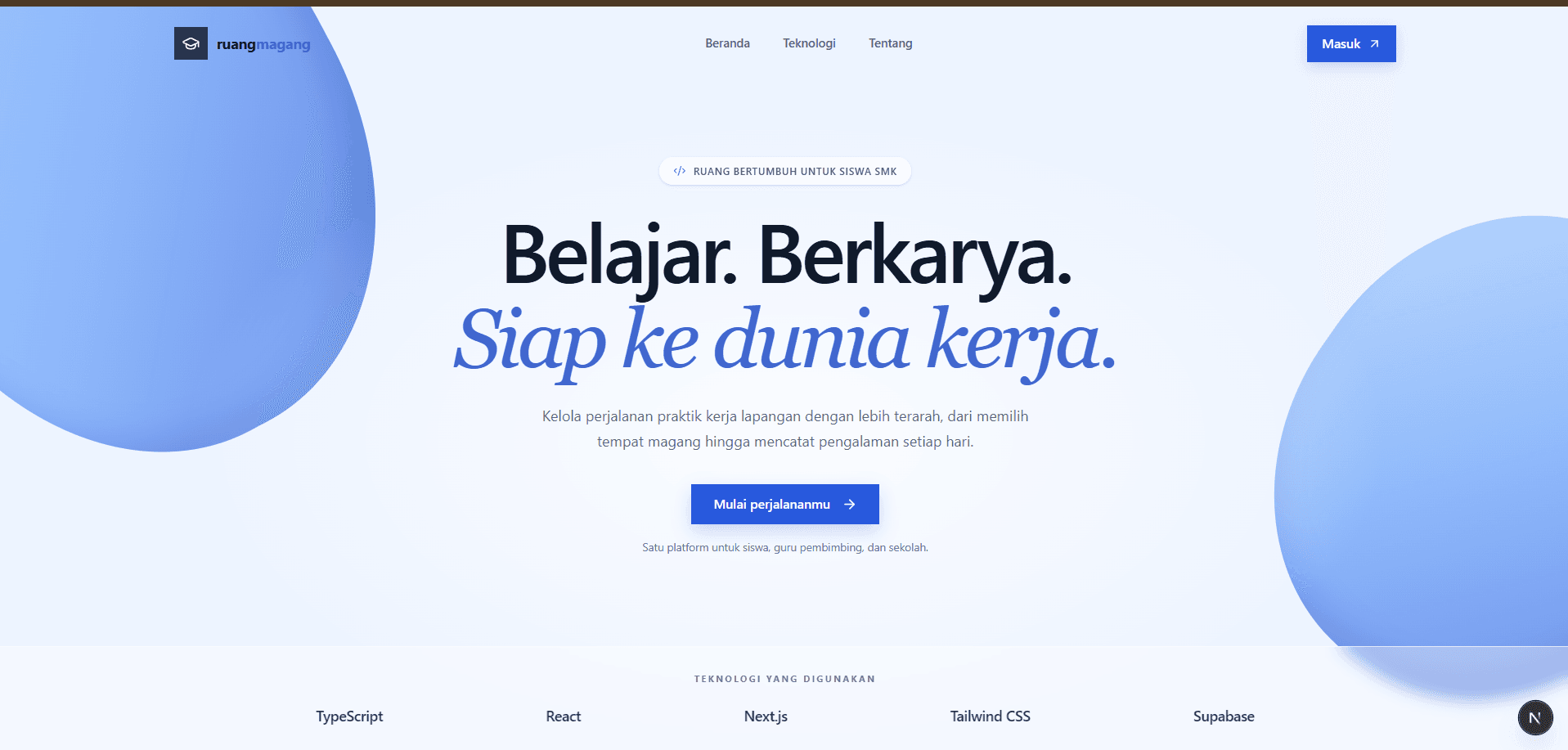 Pratinjau project Manajemen Magang